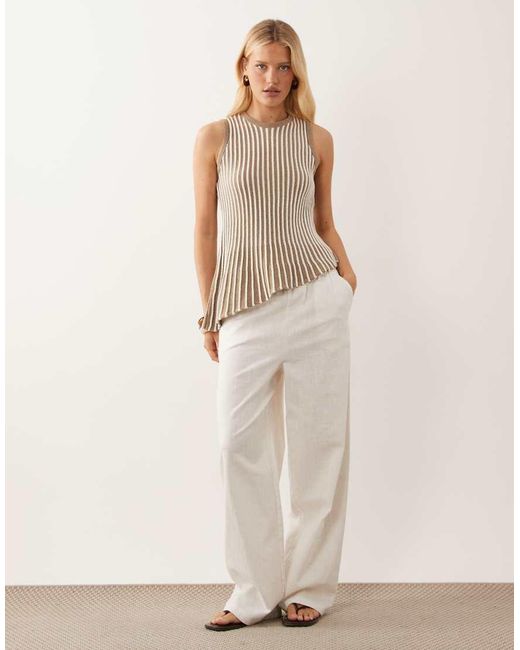 ASOS Natural Knit Pleated Asymmetric Top