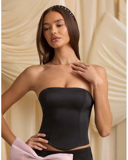 Oh Polly Natural Audrina Corset Bandeau Co-Ord With Bows