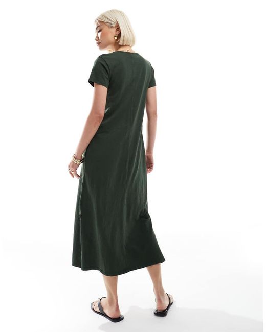 Superdry Green Short Sleeve Button Through Jersey Midi Dress