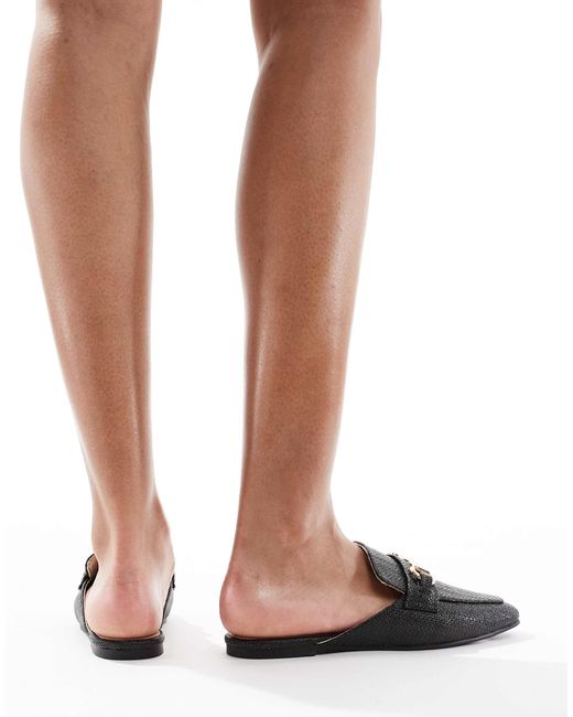 London Rebel White Buckle Loafer Mule