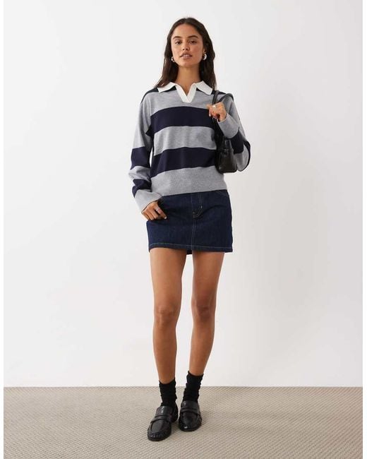 Mango Blue Knitted Polo Shirt