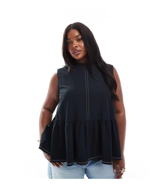 Top Sin Mangas Con Sobrefalda Y Lazada En La Espalda De Asos Design Curve ASOS de color Blue