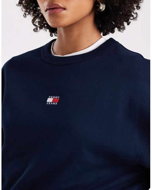Sudadera Azul Marino De Corte Cuadrado Con Parche De Tommy Hilfiger de color Blue