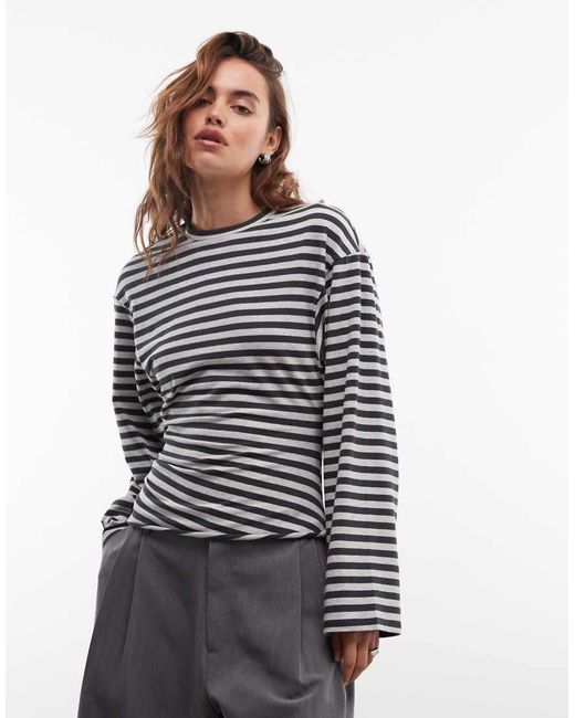 Weekday White Cinched Waist Long Sleeve T-shirt
