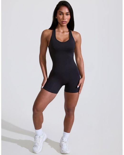 BO+TEE Black Bo+tee Halter Neck Racer Back Seamless Sports Unitard