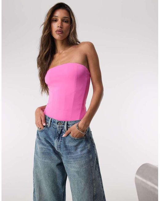 GOOD AMERICAN Blue Sculpting Corset Strapless Bodysuit