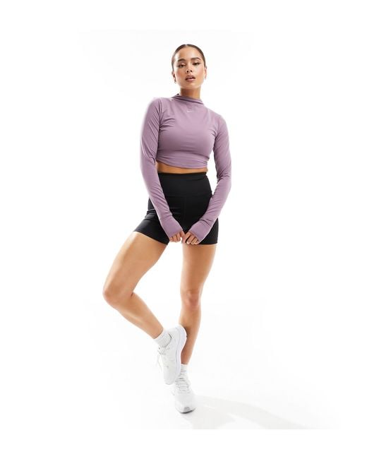 Nike Pink One Luxe Dri-fit Long Sleeve Crop Top