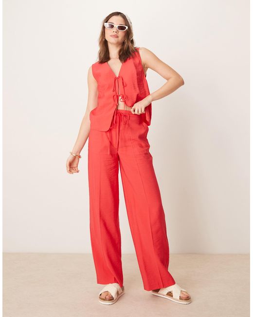 ASOS Red Tailo Straight Leg Linen Look Pants