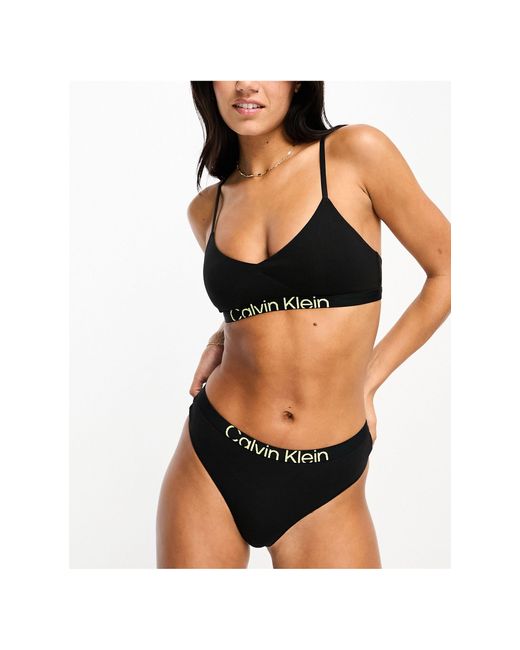 Calvin Klein Black Future Shift Unlined Bralette With Contrast Logo Waistband