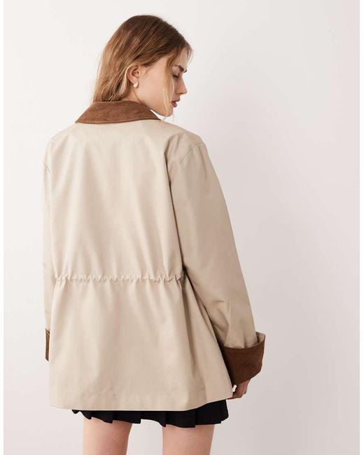 Y.A.S Natural Corduroy Trim Twill Barn Jacket
