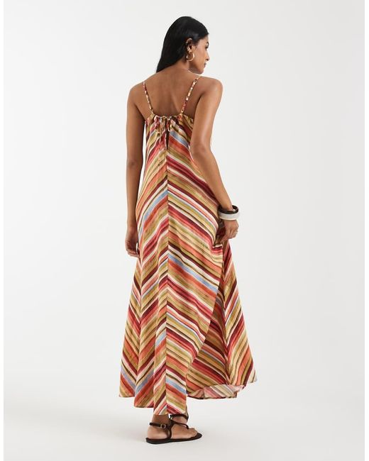 Vero Moda Brown Chevron Detail Cami Midi Dress