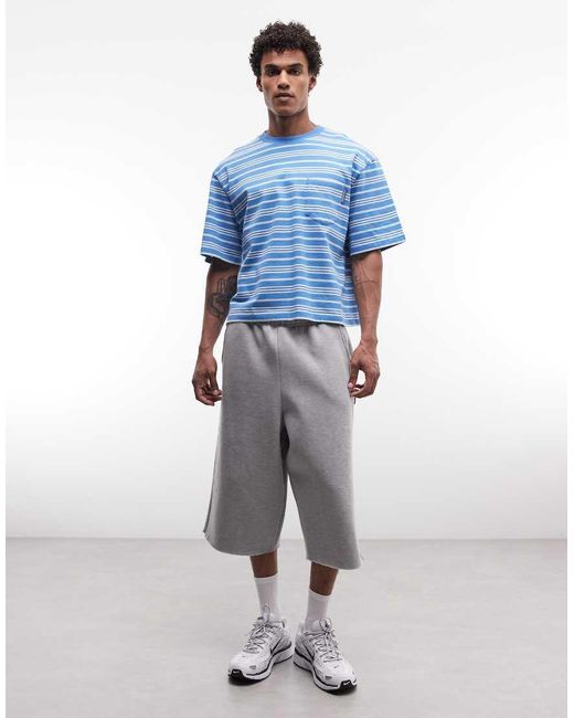 Collusion Blue Longline Jort With Side Stripe for men