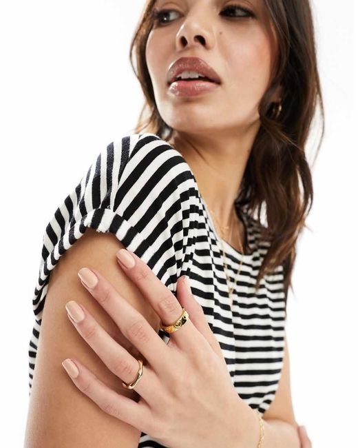 Vero Moda Brown Oversized Stripe T-shirt