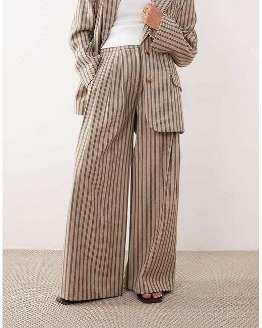 ARRANGE Natural Pleated Wide Leg Pants