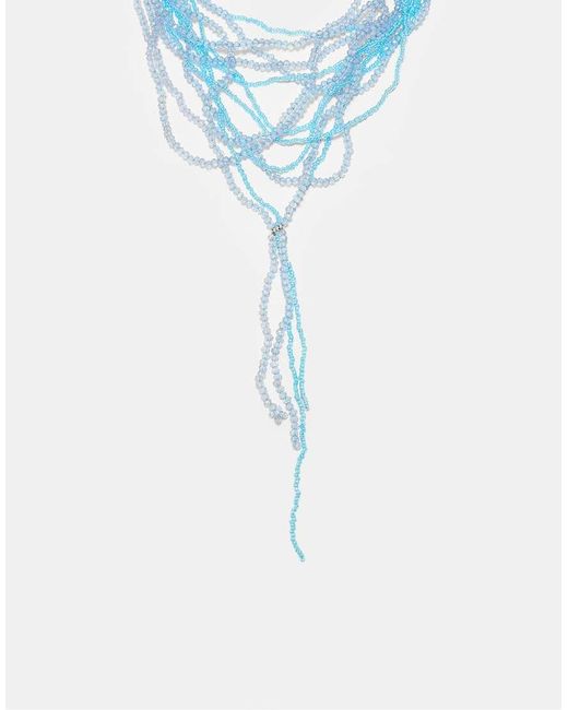 Stradivarius Blue Multi-bead Necklace