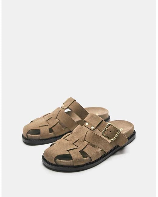 Pull&Bear Natural Cage Mule Sandals