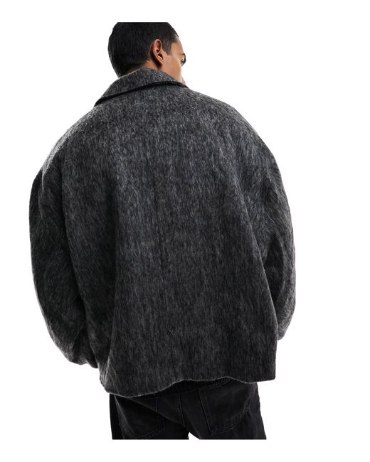 ASOS Black Oversized Brushed Wool Look Jacket for men