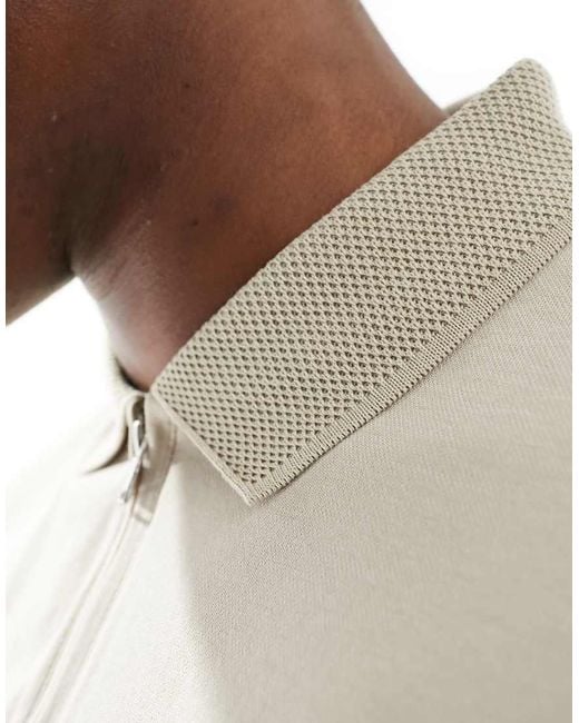 SELECTED Natural Half Zip Polo Shirt for men