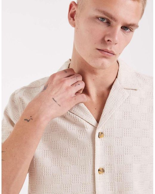 ASOS Natural Co-Ord Textured Shirt for men