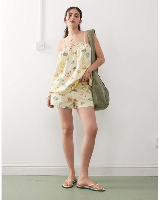 Reclaimed Vintage Natural Pull On Relaxed Beach Shorts