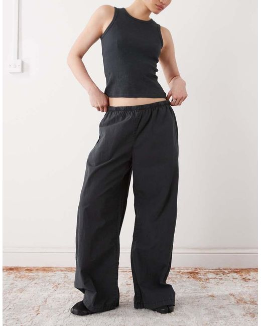 Weekday Black Ripstop Oversized Drawstring Pants