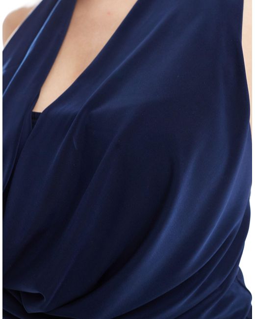 Collusion Blue Extreme Draped Halter Top