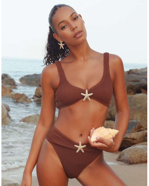 Moda Minx Brown Baylys Scrunch Knot Bikini Top
