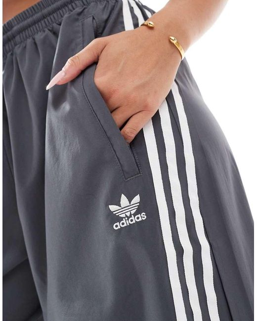 Adidas Originals Gray Three Stripe Oversized Track Pants