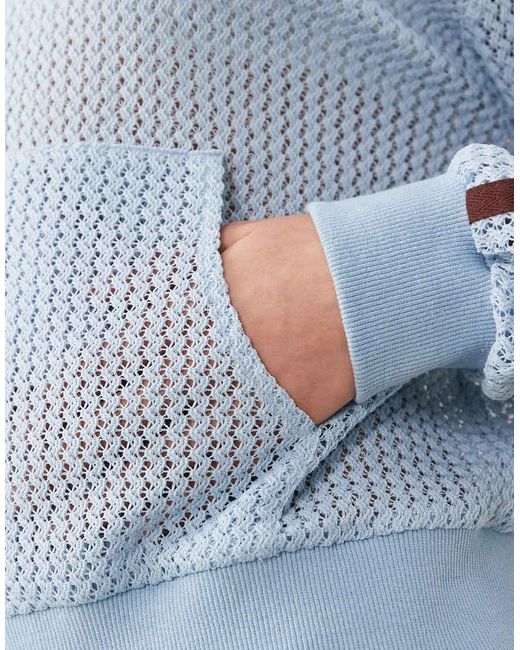 Kaiia Blue Exclusive Crochet Zip Through Contrast Stripe Track Jacket Co-ord