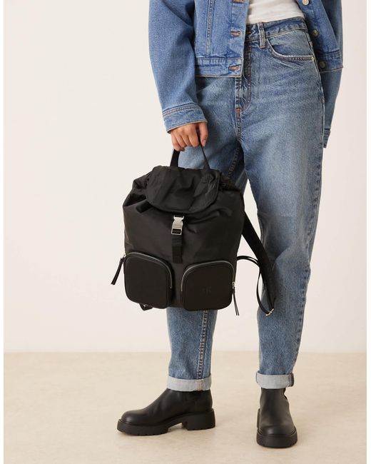Calvin Klein Blue Nylon Pocket Backpack