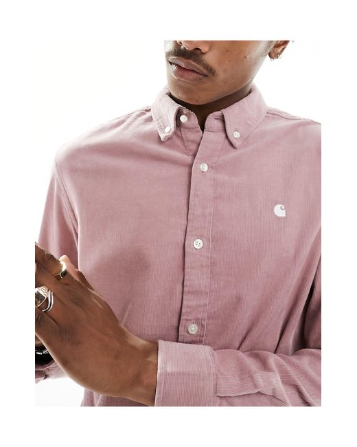 Carhartt – madison – cord-hemd in Pink für Herren