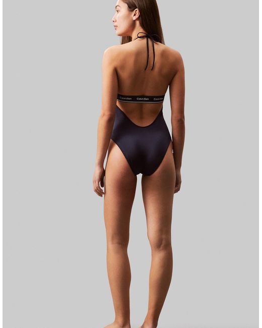 Ck meta legacy - maillot 1 pièce noué autour du cou - saphir foncé Calvin Klein en coloris Multicolor