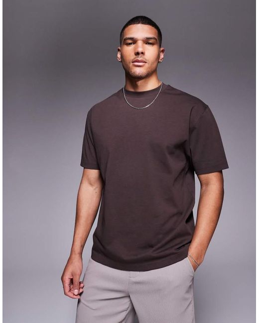 ASOS Ruimvallend T-Shirt Van 240G/M² Zware Stof in het Gray voor heren