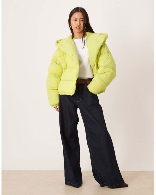Calvin Klein Yellow Oversized Boxy Puffer Jacket