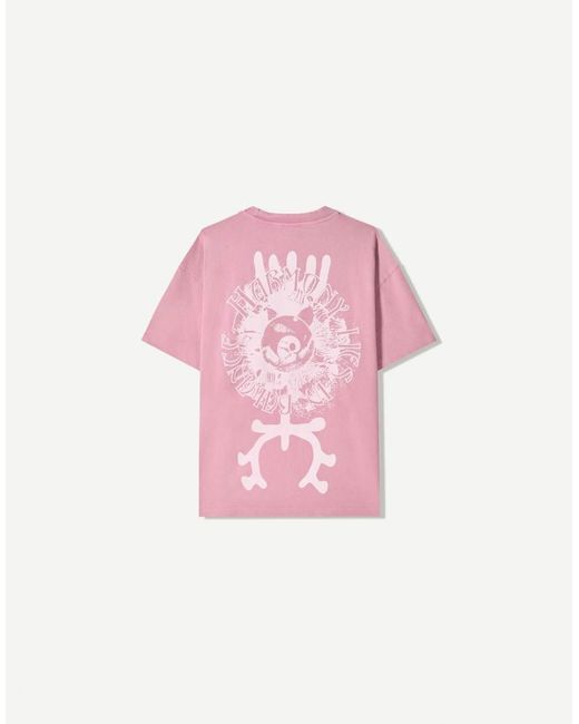 Bershka Pink Short Sleeve T-shirt With Print for men