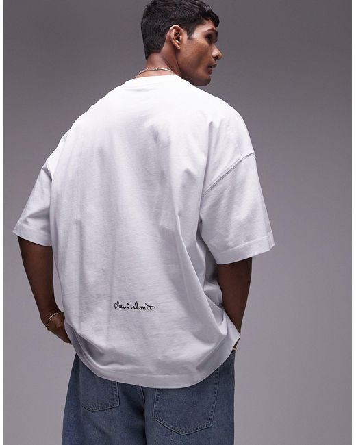 T-shirt super oversize bianca con stampa di Topman in Blue da Uomo