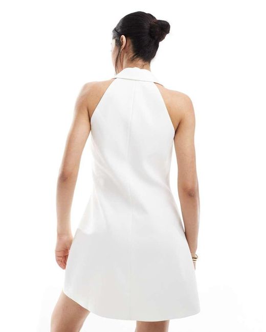 French Connection White Tailored Halter Neck Blazer Mini Dress