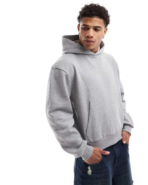 ASOS Heavyweight Boxy Oversized Hoodie 400gsm in Grey for Men Lyst UK