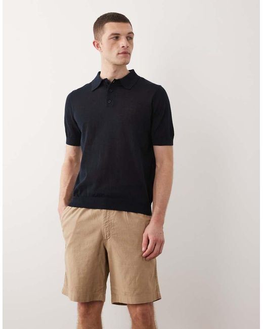 Jack & Jones Blue Drawstring Linen Mix Shorts for men