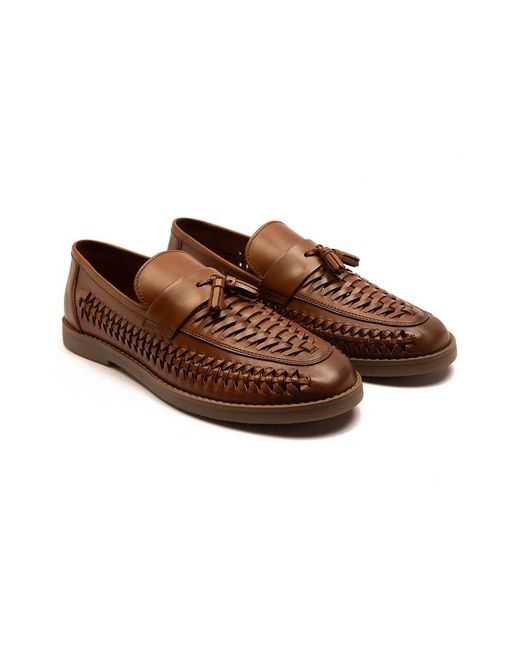 OFF THE HOOK Brown 'Tiger' Loafer Tassel Casual Slip-On Leather Shoes for men