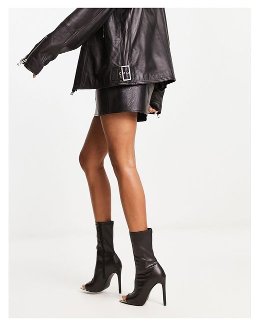 Public Desire Metal Toe Heeled Ankle Boots in White Lyst