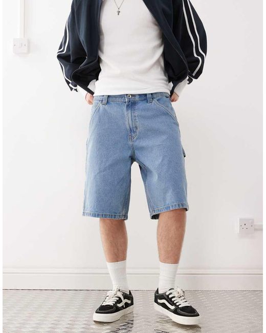 Vans Blue Drill Chore Loose Fit Denim Shorts for men