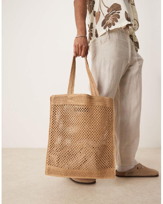 ASOS – tragetasche aus strohgewebe in Brown für Herren