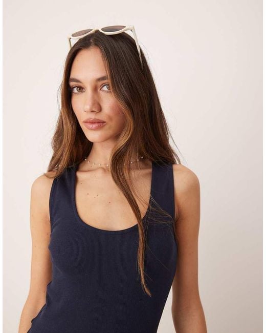 Vestito Midi Con Vita Scesa di Mango in Blue