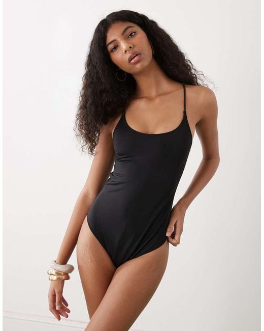 Weekday Black Crossover Low Back Swimsuit