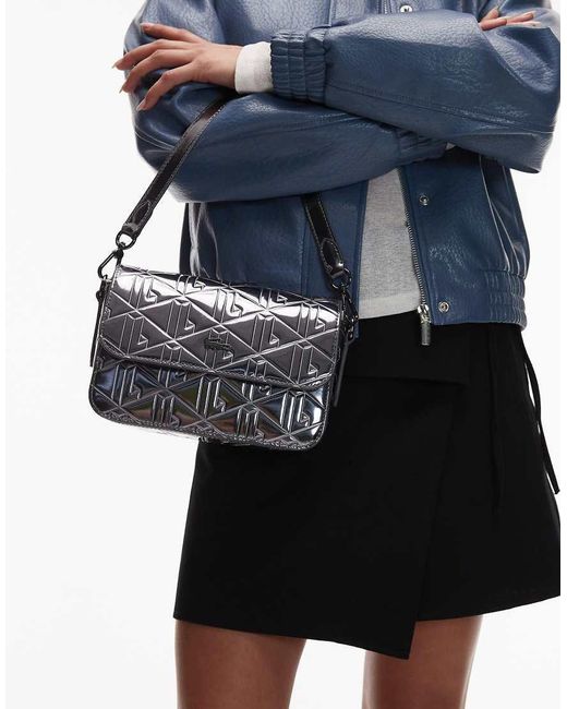 Lacoste Black Monogram Print Cross Body Bag