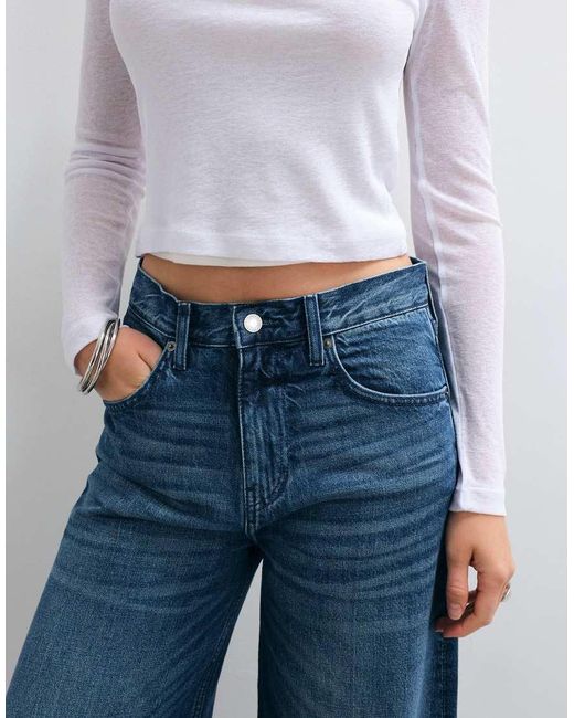 Weekday Blue Unisex Wide Leg Jeans