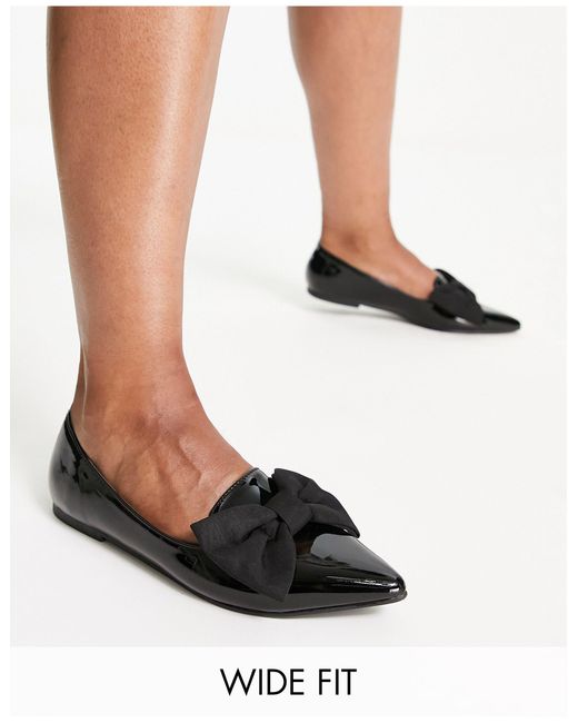 chaussures plates pointure large à nœud ASOS en coloris Noir Mentor Femme Chaussures Chaussures plates Ballerines et chaussures plates 