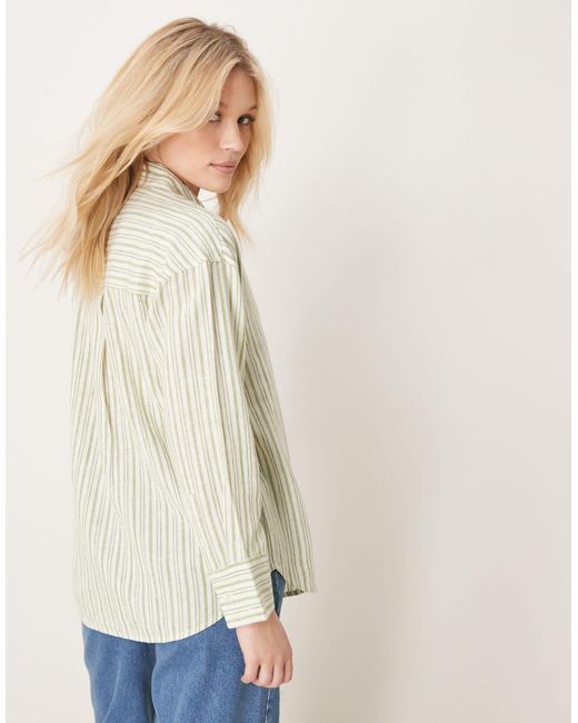 Abercrombie & Fitch Blue – langärmliges oversize-leinenhemd