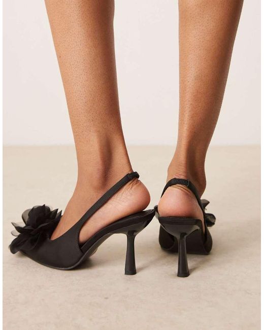 ASOS Natural Wide Fit Sunrise Corsage Slingback Mid Heeled Shoes